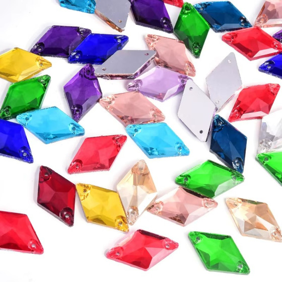 Hot Sale Normal Color Series Shine Rhombus Shape Glass Crystal Sew on Rhinestone for Performance Costumes